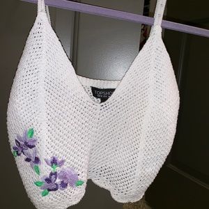 Topshop Tops - Topshop Crocheted Cropped Flower Appliqué Top Topshop Tops - Topshop Crocheted Cropped Flower Appliqué Top